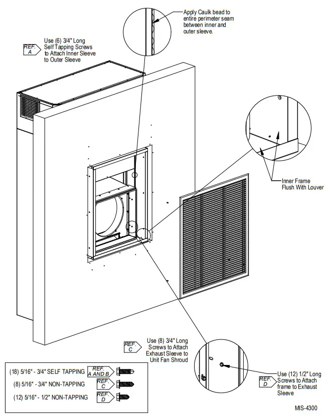 Bard IWSR-A23 I-TEC Wall Sleeve for Recessed Wall Louvers Installation Guide