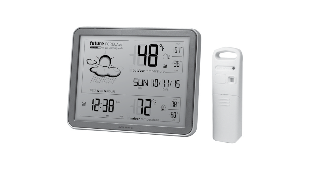 ACURITE 75077 Weather Forecaster with Jumbo Display, Remote Control and Atomic Clock Instruction Manual
