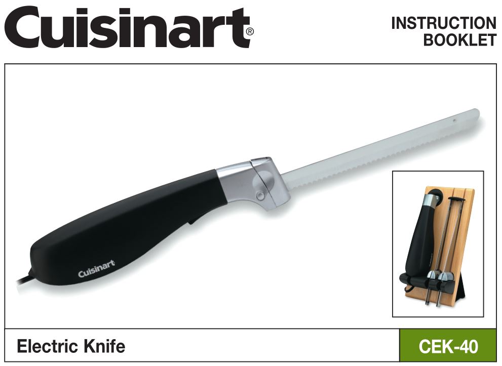 Cusisinart Electric Knife Instruction Manual