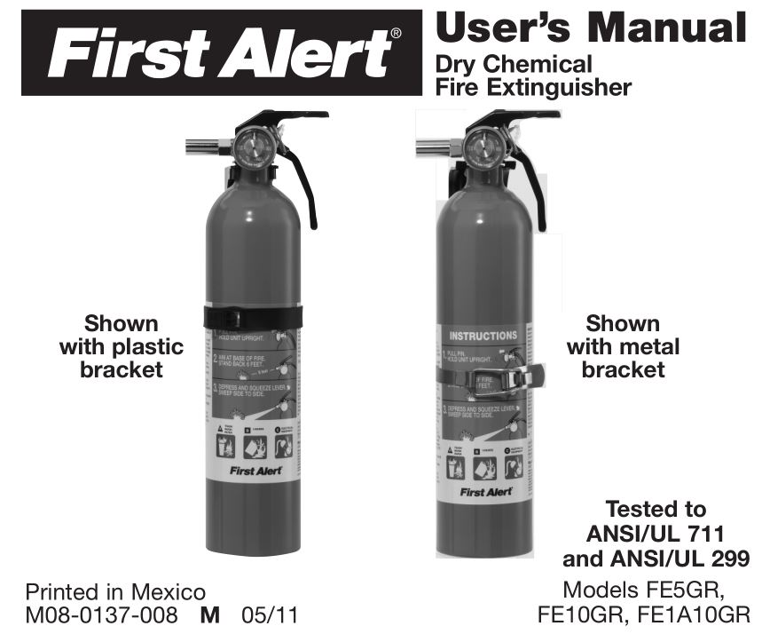 First Alert Dry Chemical Fire Extinguisher User Manual