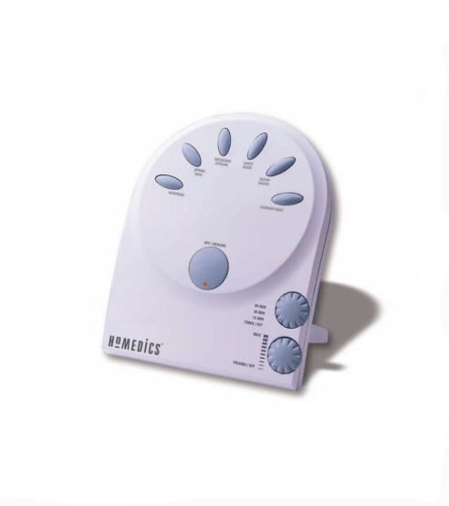 Homedics SS-200 SoundSpa Acoustic Relaxation Machine Instruction Manual and Warranty Information
