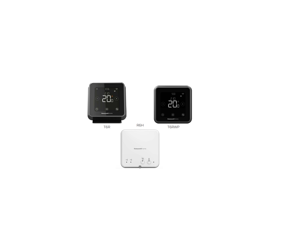 Honeywell Home S, Y and W Plan Applications 2x T6R or T6WP Smart Thermostat 1x R6 2-Channel Receiver Box Instructions