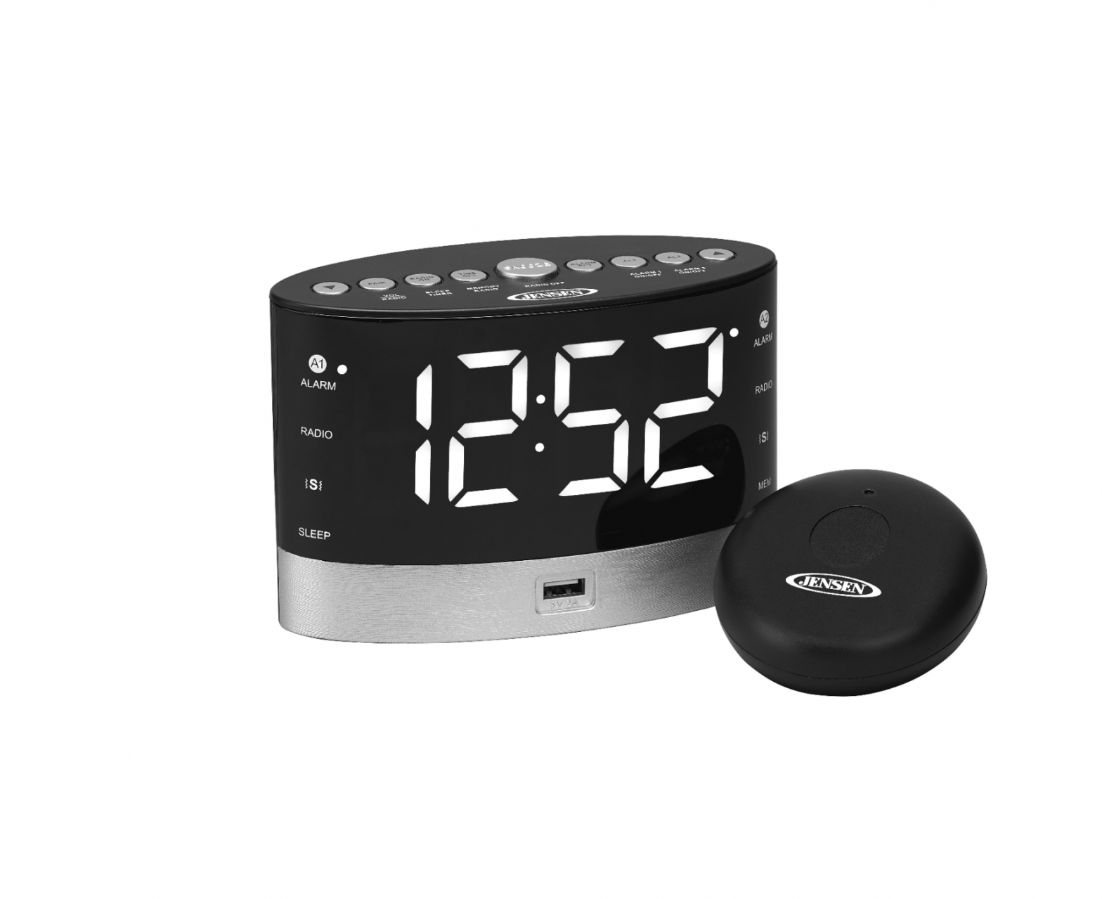 JENSEN Digital Dual Alarm Clock Radio With Under Pillow Vibrator User Manual