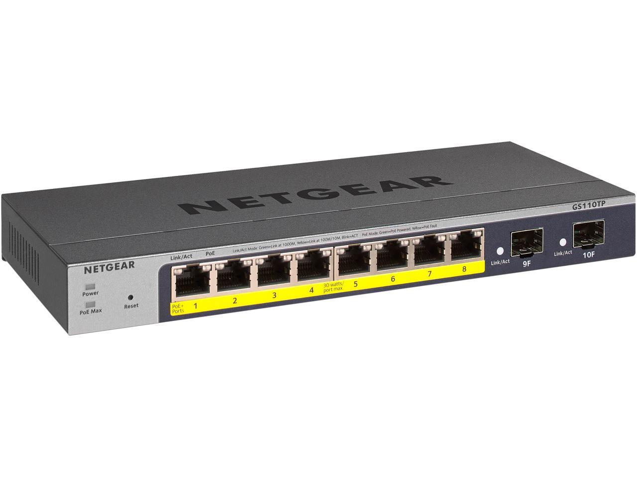 NETGEAR GS110TPv3/GS110TPP 8-Port Gigabit PoE+ Ethernet Smart Managed Pro Switch’s Installation Guide