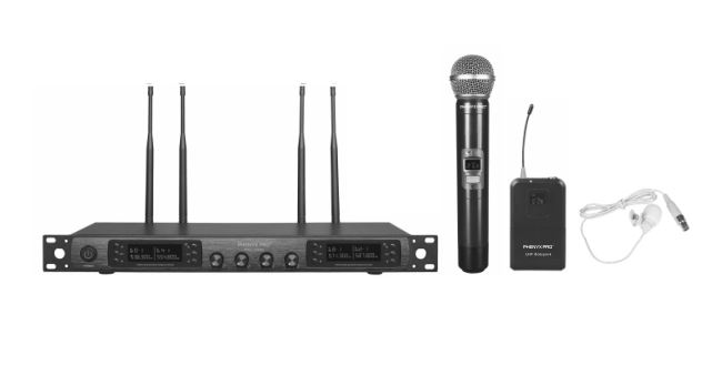 PHENYX PRO Selectable Frequency UHF Quad Channel Wireless Microphone System Owner’s Manual