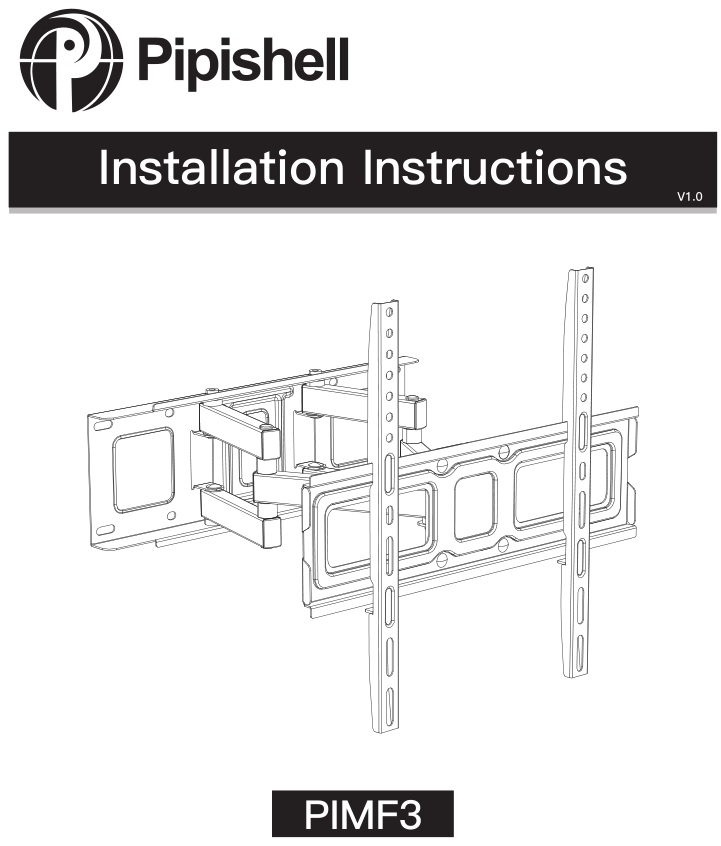 Pipishell Full TV Wall Mount Bracket Instructions