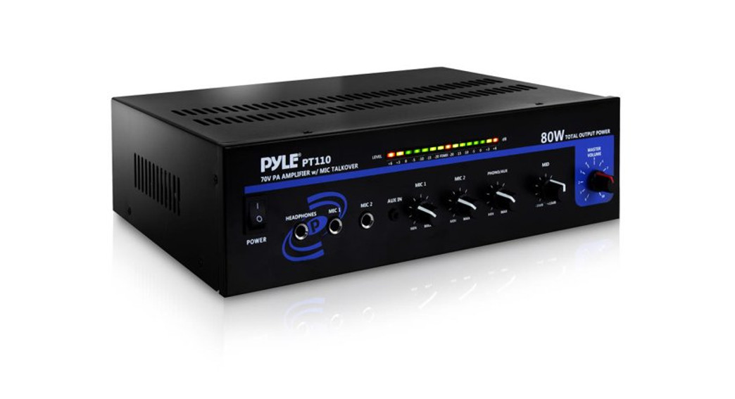 PYLE PT110 80 Watt AC/DC Microphone PA Mono Amplifier with 70V Output and Mic Talkover User Manual