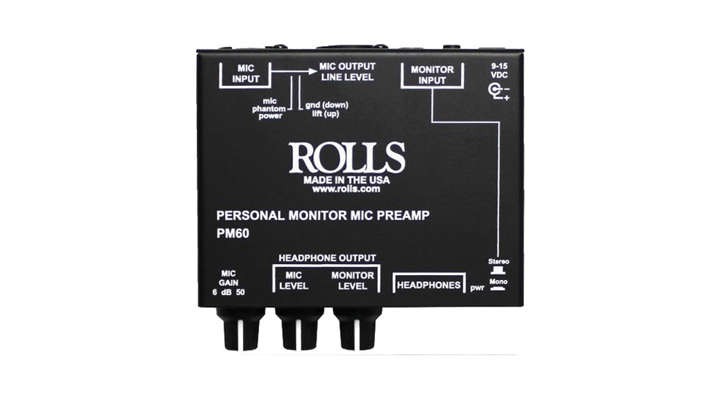 ROLLS PM60 Personal Monitor Mic Preamp User Guide