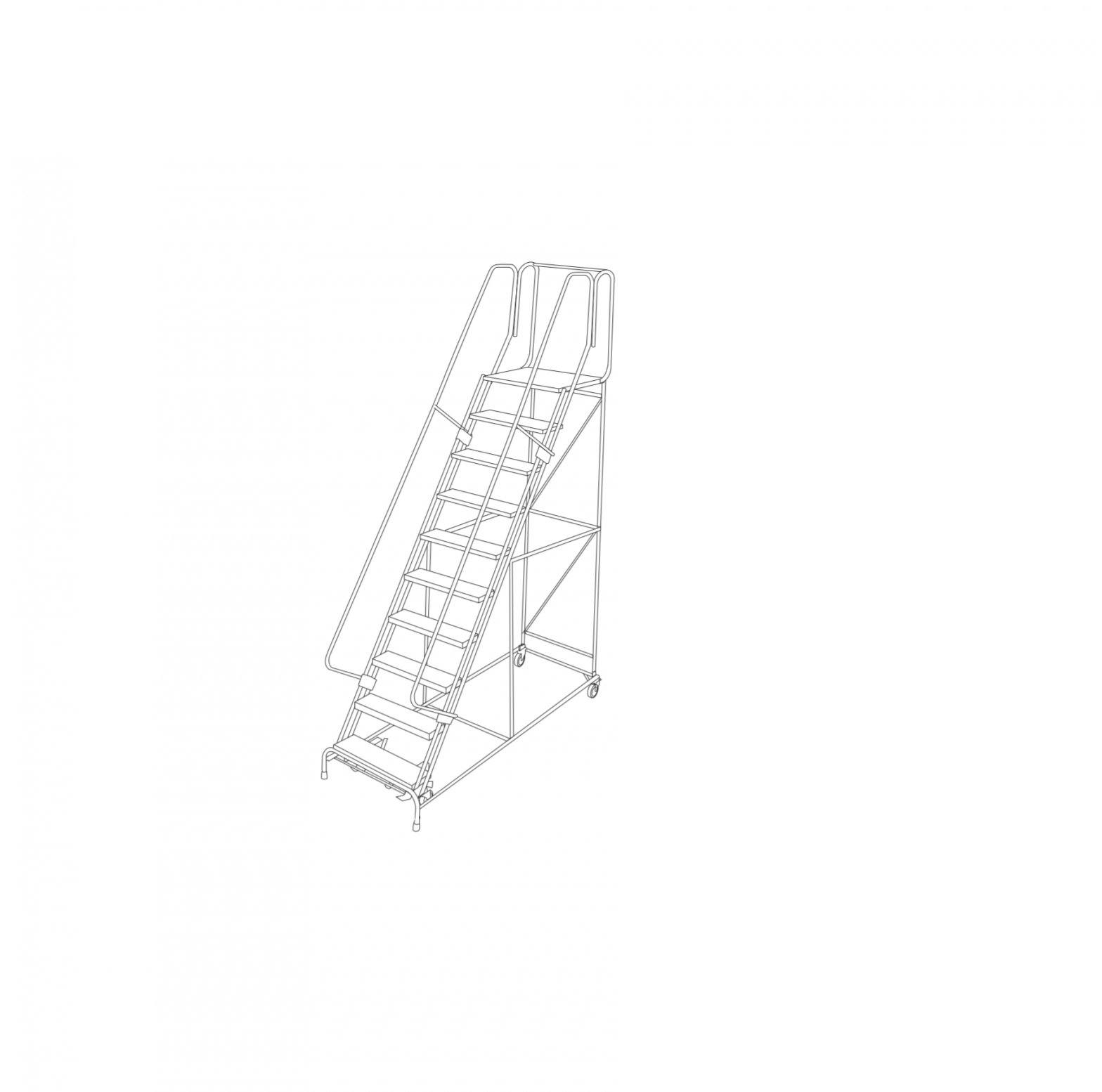 ULINE H-842U-20,H-844-20,H-1080U-20,H-1086U-20 8-11 Step Rolling Safety Ladder Installation Guide