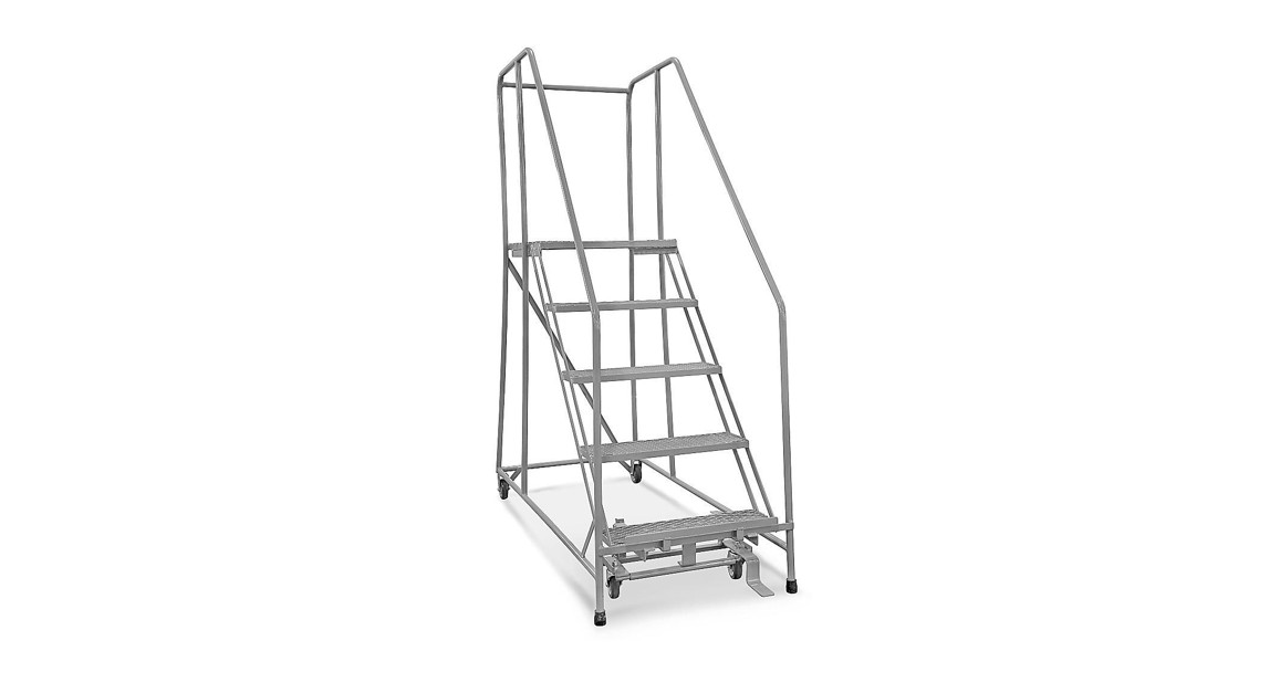ULINE H3133U-12, H-3134U-12, H-3135U-12, H-3136-12, H-5210-12 8-12 Step Safety Angle Rolling Ladders 12″ Deep Top Step Installation Guide