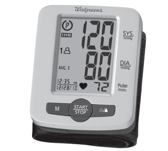 Walgreens Delux Wrist Blood Pressure Monitor Manual WGNBPW-520