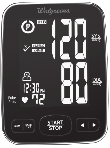 Well at Walgreens Premium Arm Blood Pressure Monitor Manual WGNBPA-750