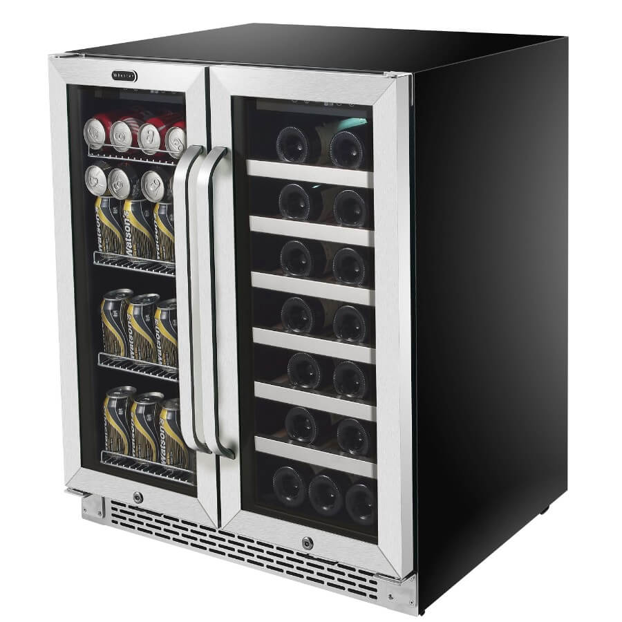 Whynter 30″ Built-In French Door Dual Zone 33 Bottle Wine Refrigerator 88 Can Beverage Center BWB-3388FDS User Manual